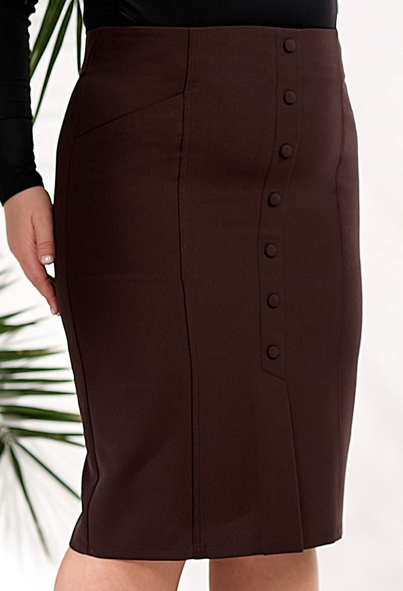 Спідниця 1556 шоколадний костюмка 52(р)