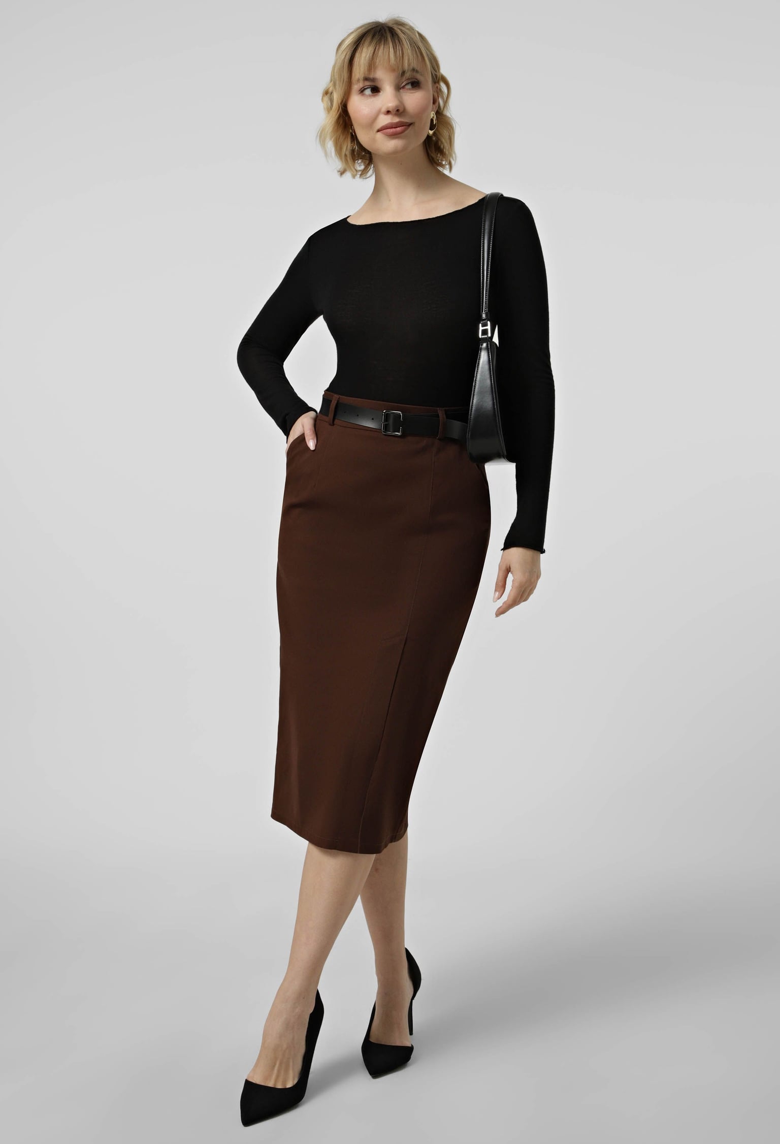 Спідниця 1501-2 шоколадний котон-джинс 38(р)