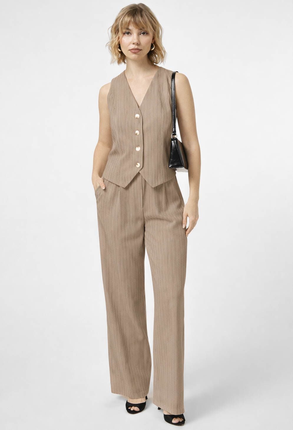 Брюки 9912-5 бежевий тіар-смужка 44(р)