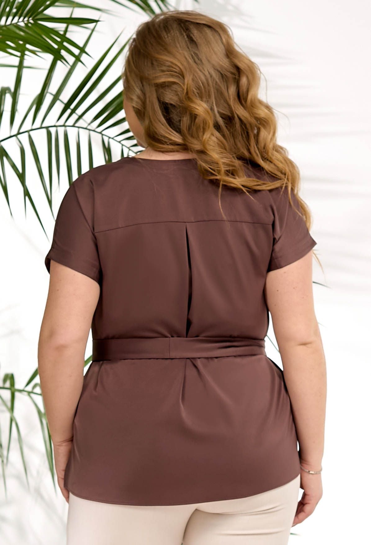 Блузка 5174-3 молочний шоколад атлас 44(р)