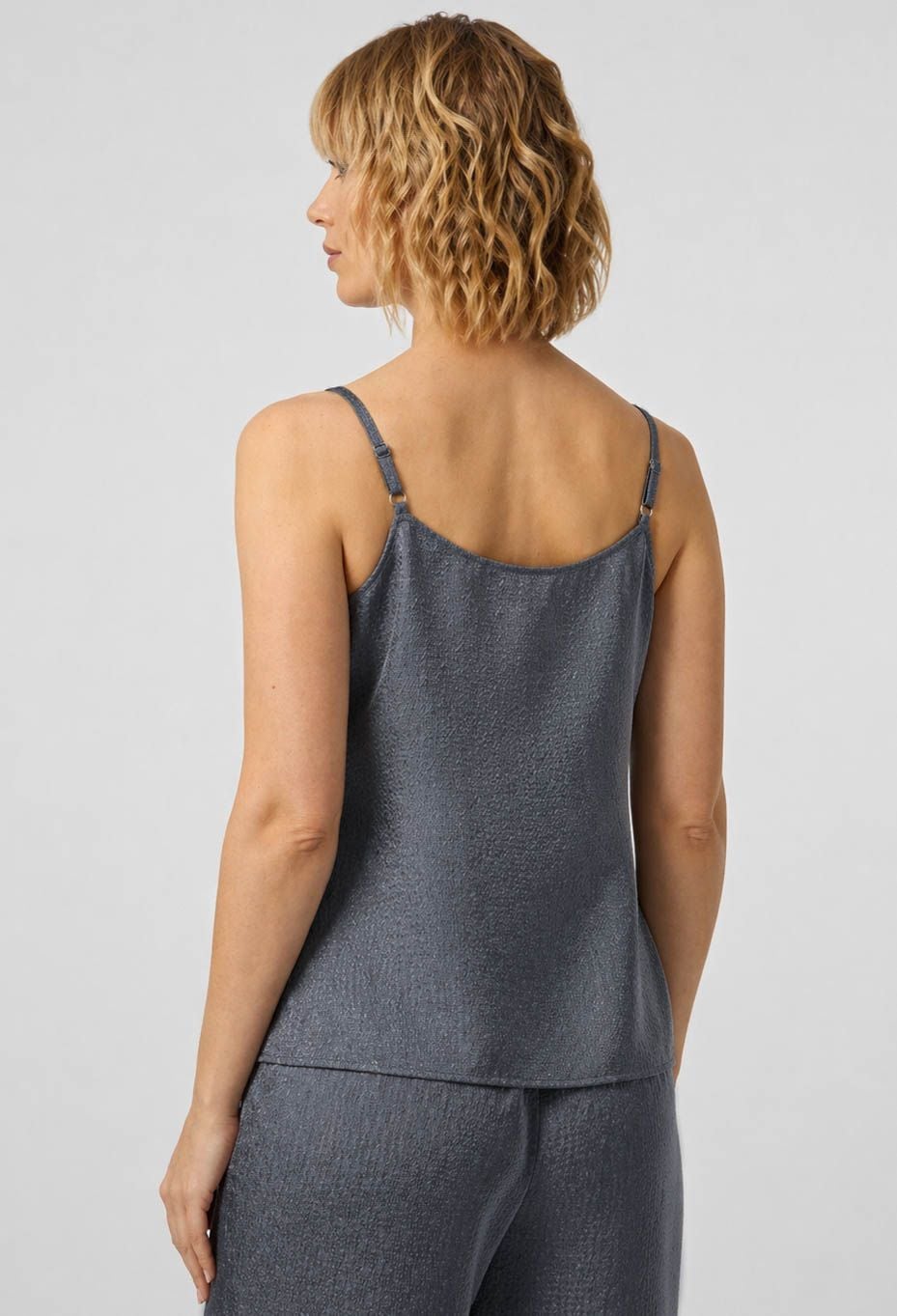 Блузка 5147-5 сіро-синій шовк-жатка 46(р)