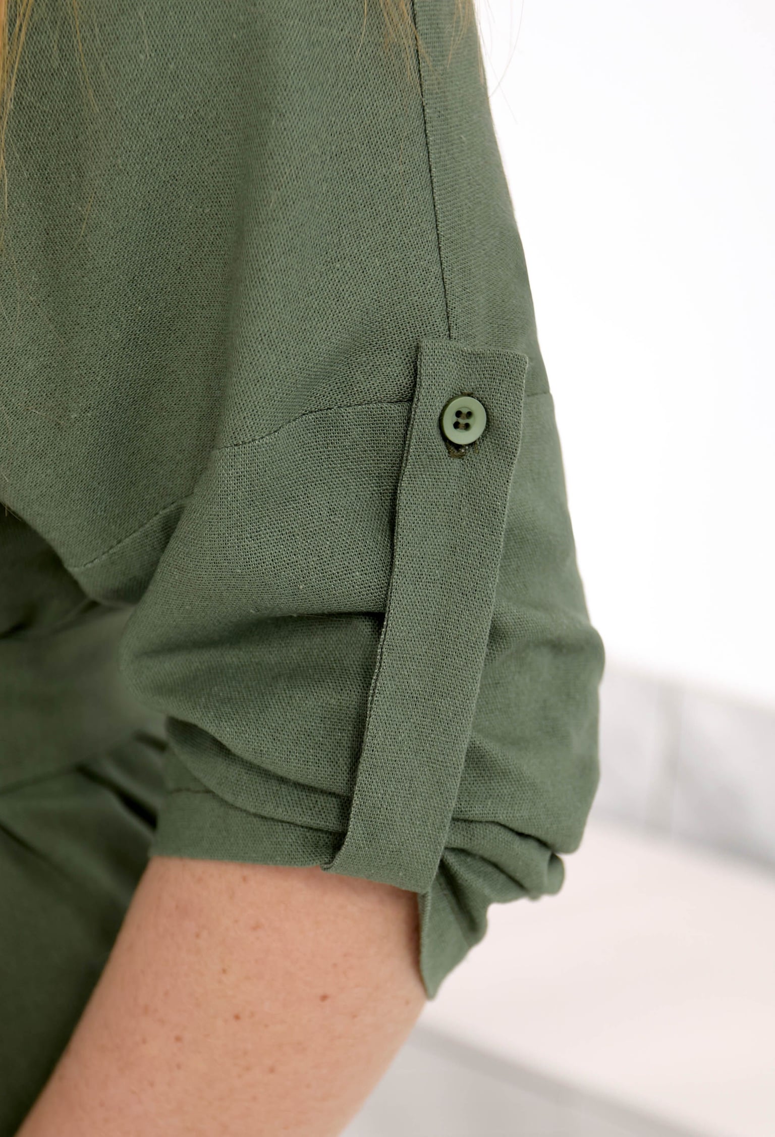 Плаття 7114-4 зелений льон 46(р)