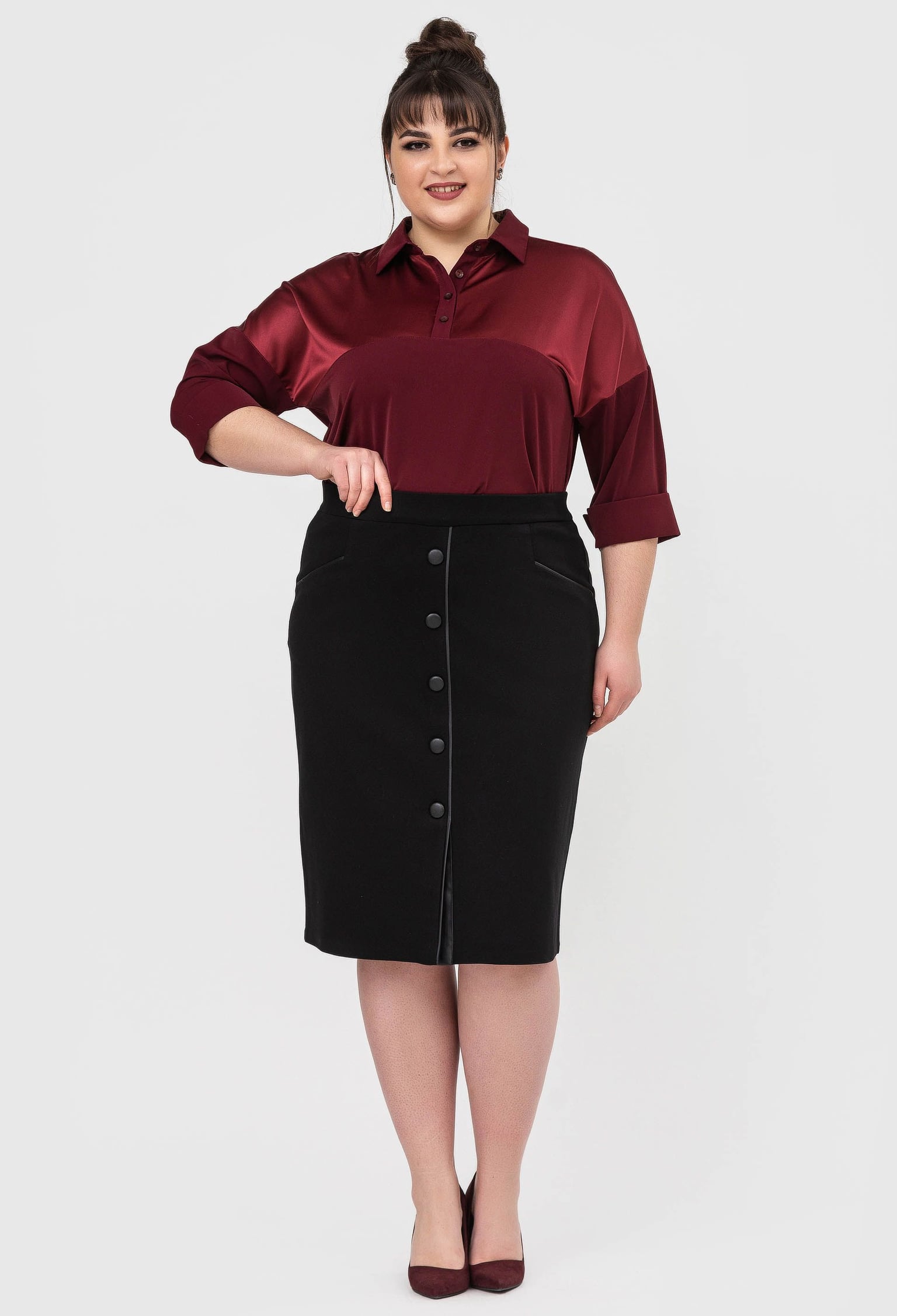 Спідниця 867-23 чорний трикотаж-джерсі 52(р)