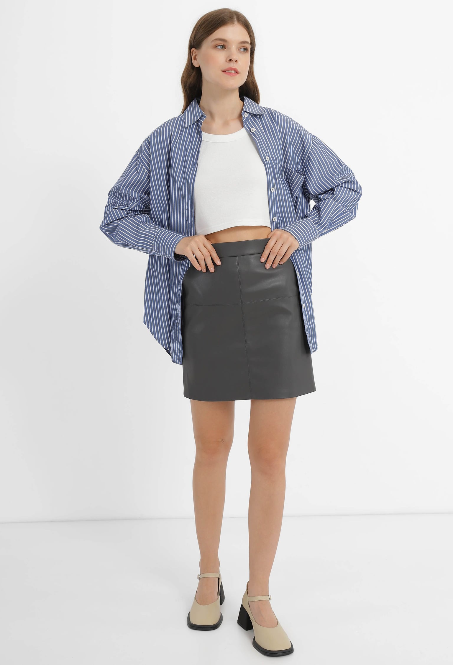 Спідниця 941-4 сірий шкіра на замші 36(р)