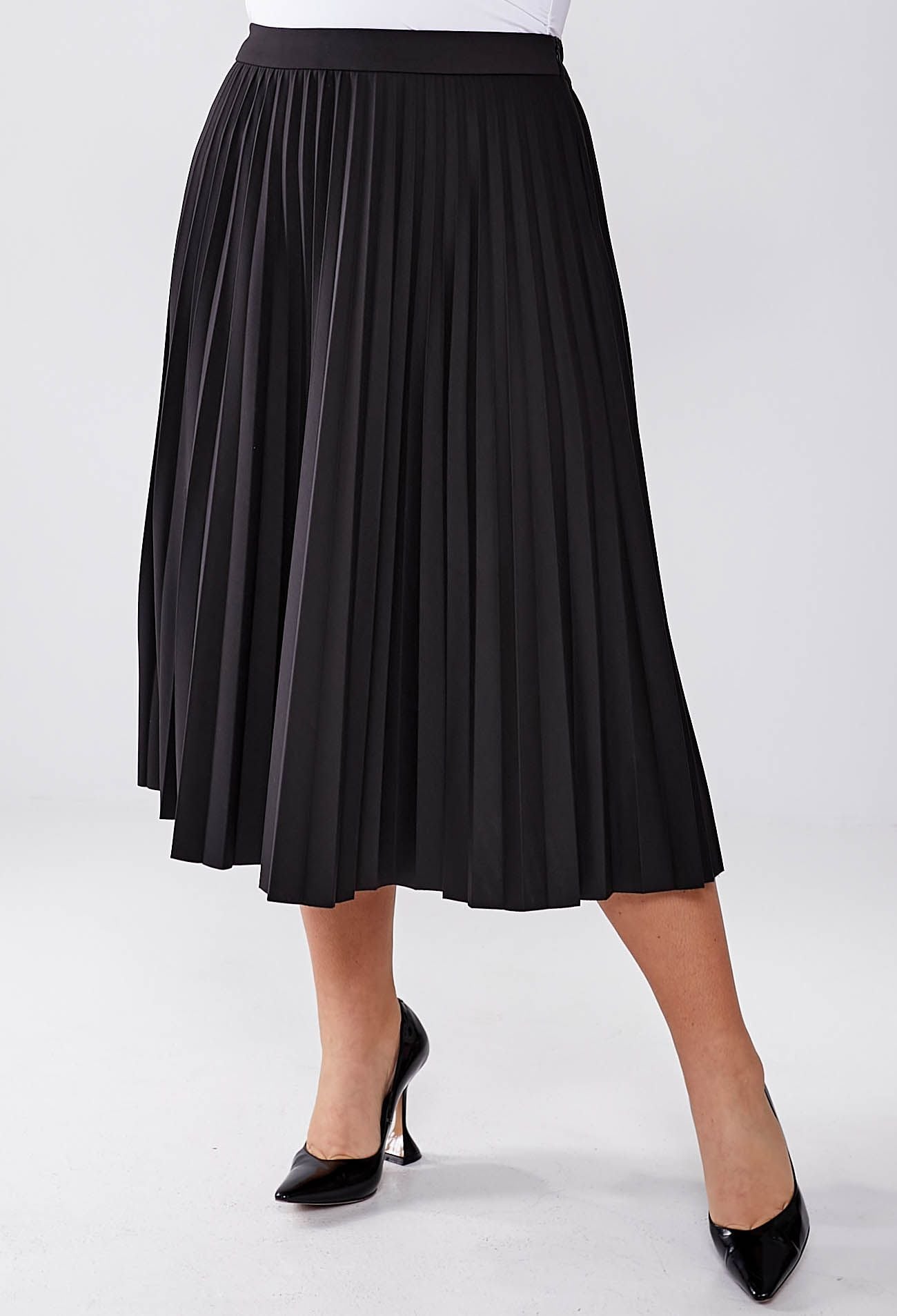 Спідниця 1308 чорний трикотаж-нейлон, плісе 48(р)