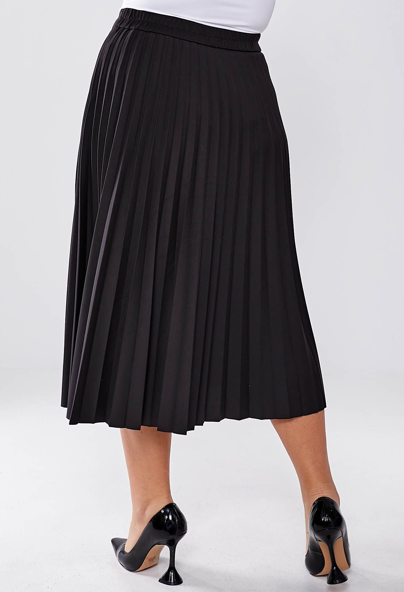 Спідниця 1308 чорний трикотаж-нейлон, плісе 48(р)