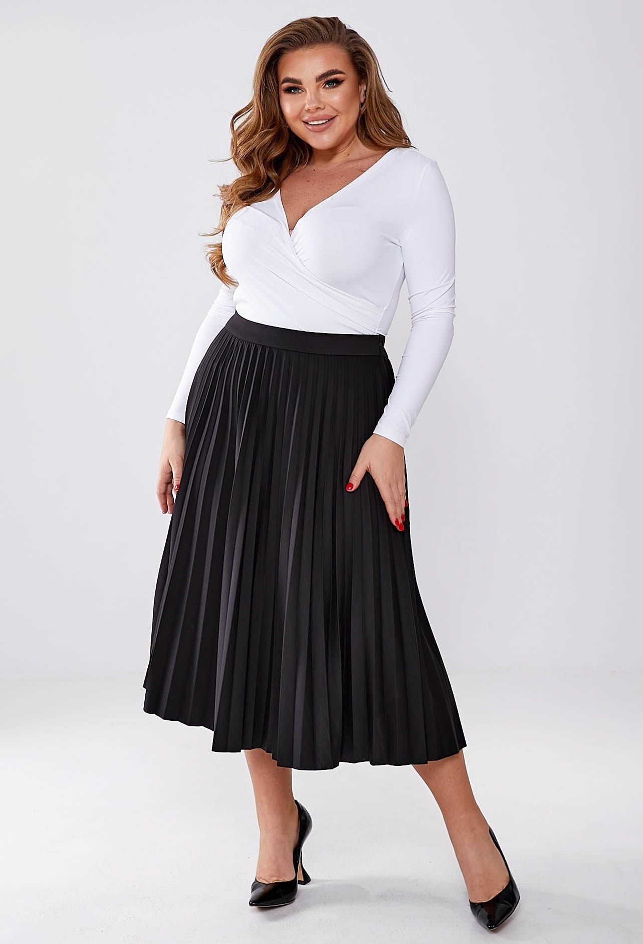 Спідниця 1308 чорний трикотаж-нейлон, плісе 44(р)