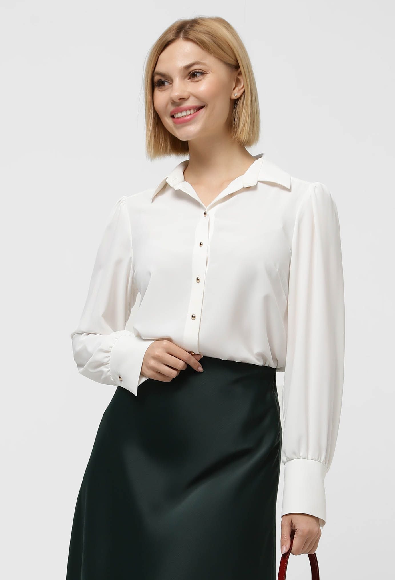 Блузка 5099-1 молочний креп-шовк 38(р)