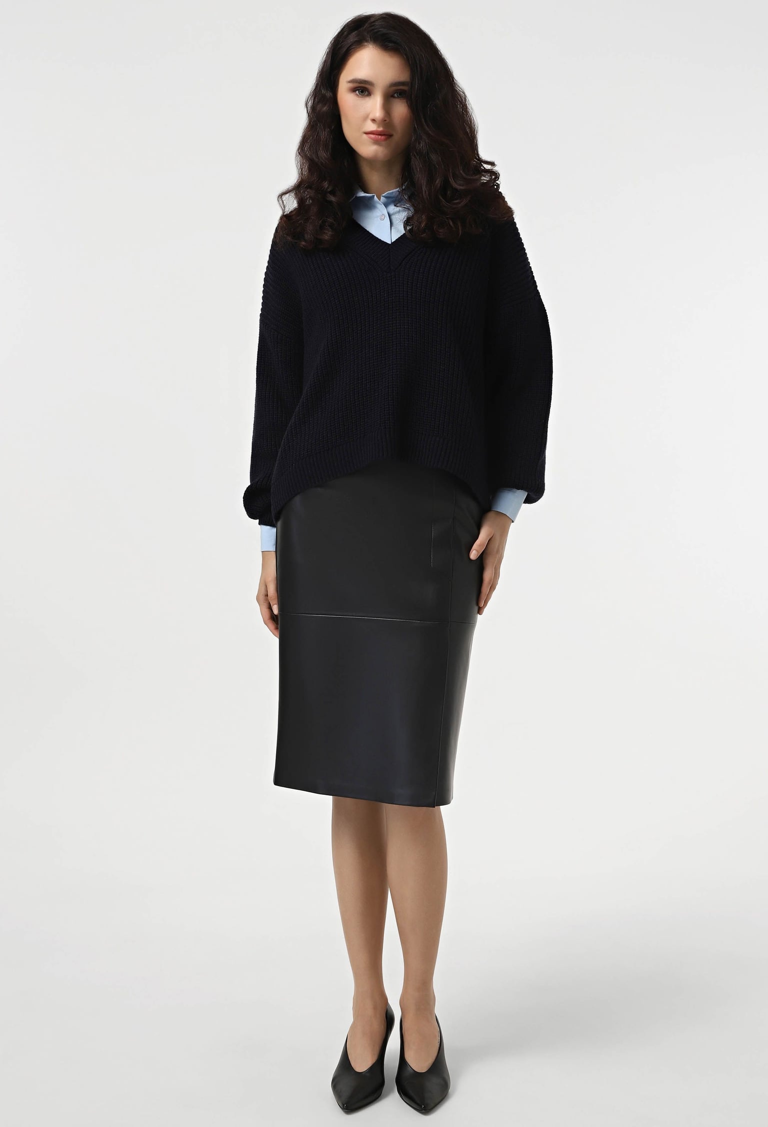 Спідниця 1324 чорний шкіра на замші 36(р)