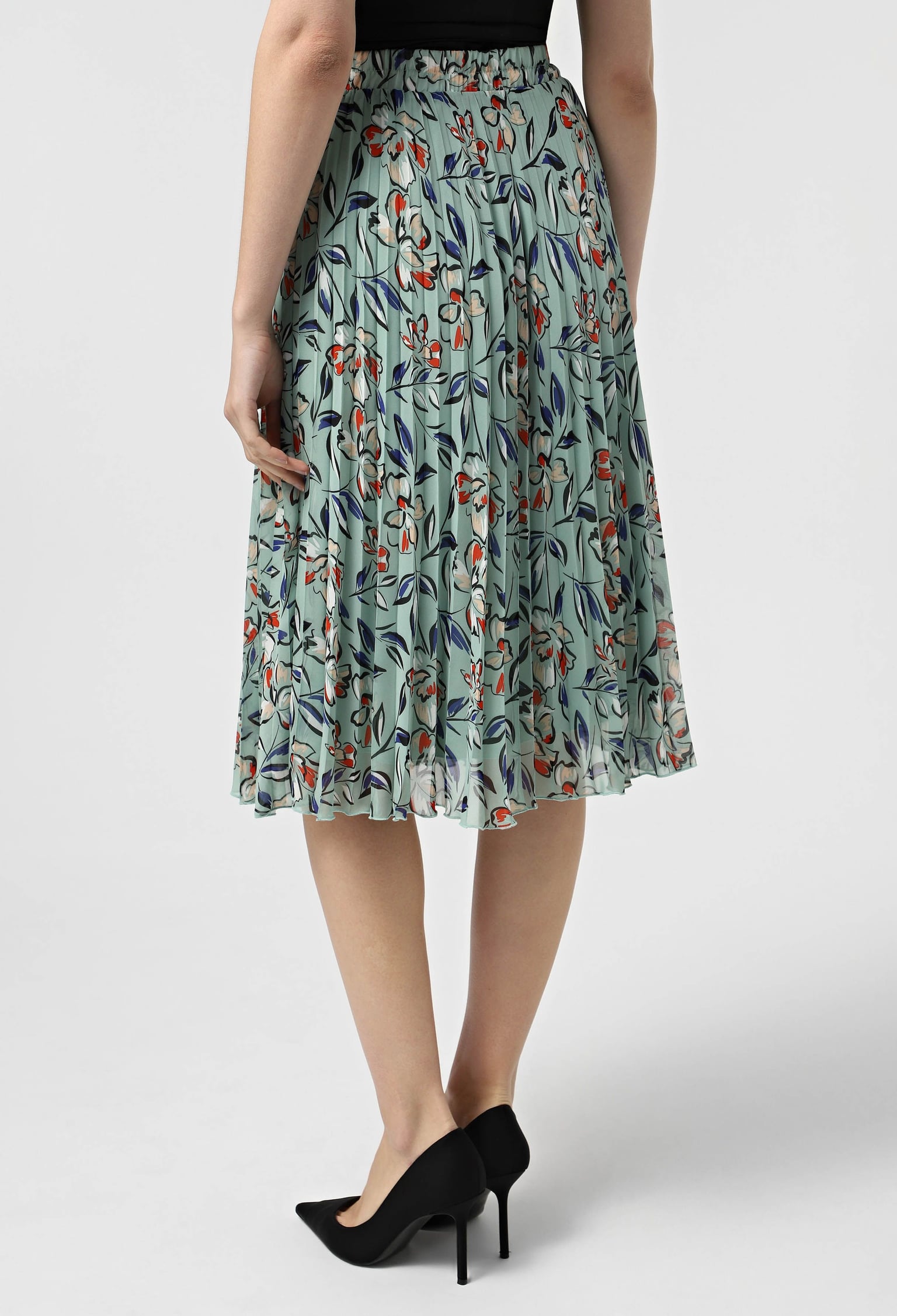 Спідниця 1055-4 м’ята, принт шифон, плісе 40(р)