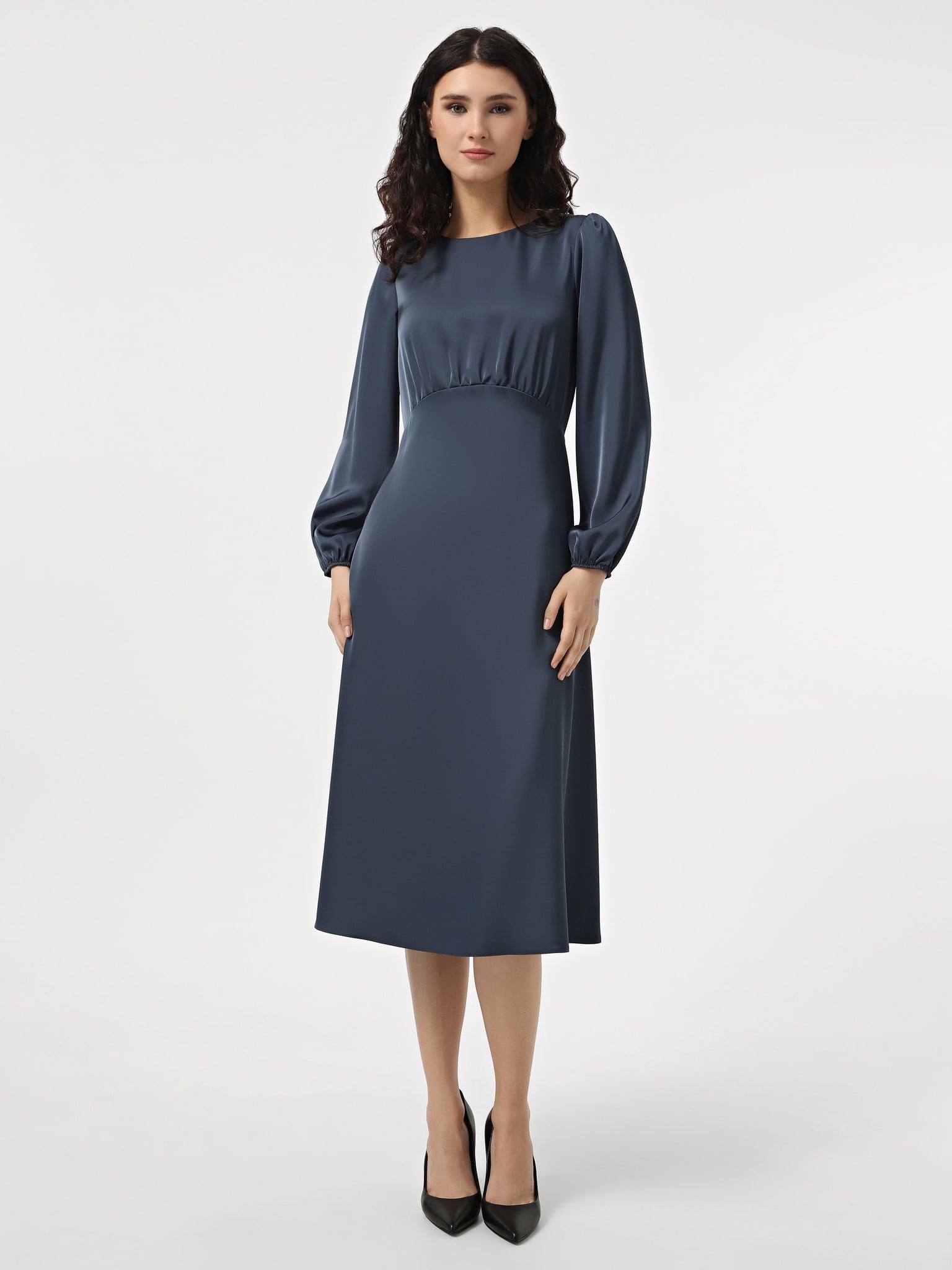 Плаття 7022-6 лазурно-синій атлас 36(р)