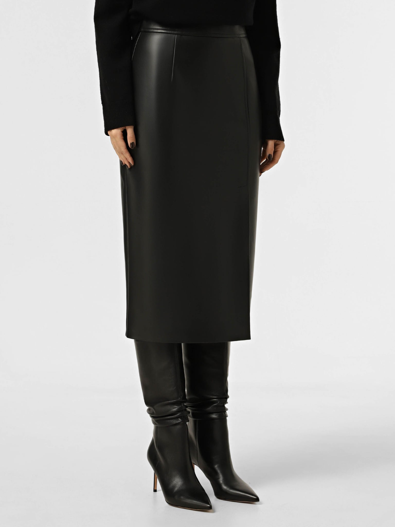 Спідниця 1399 чорний шкіра на замші 42(р)