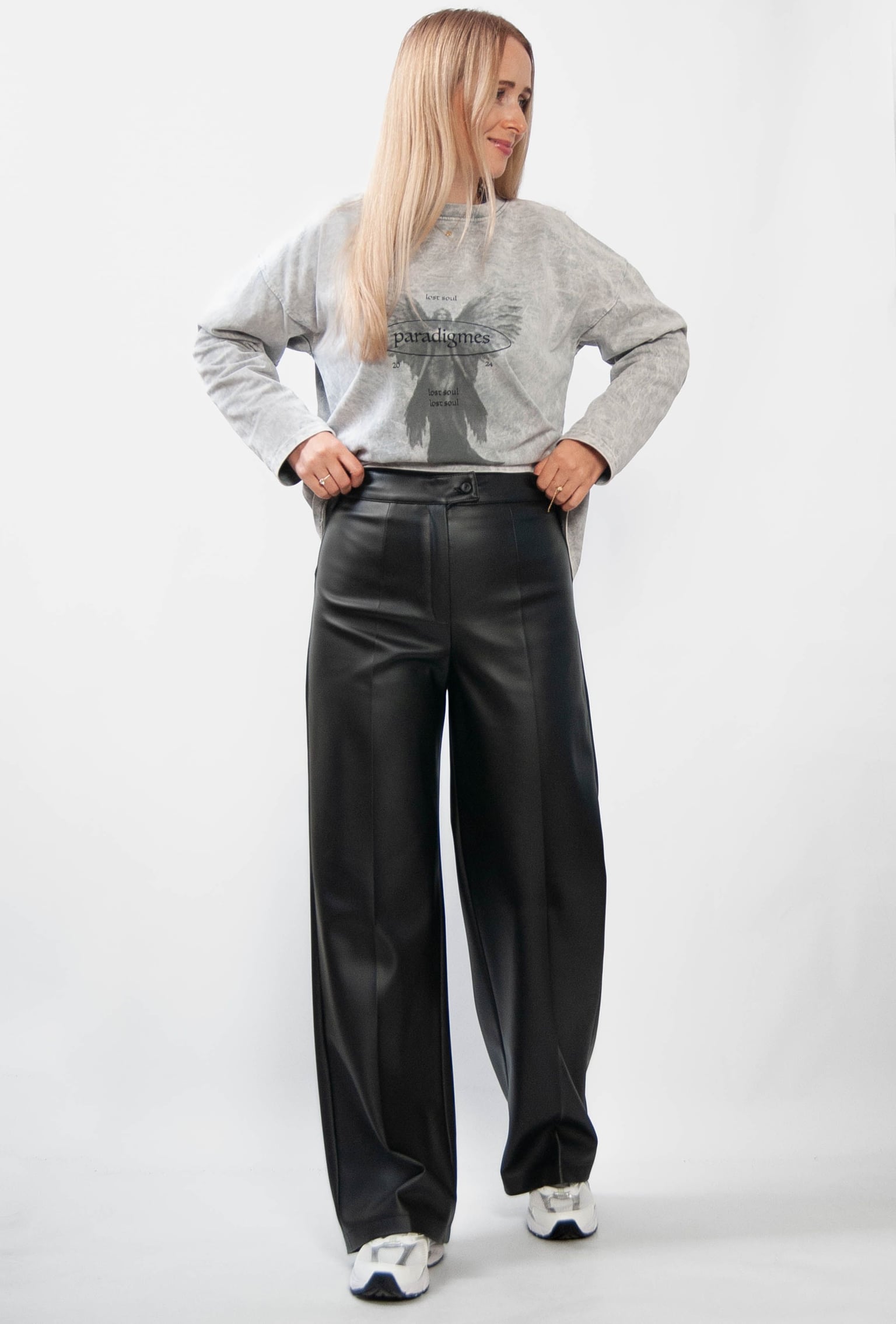 Брюки 9069 чорний шкіра на замші 44(р)