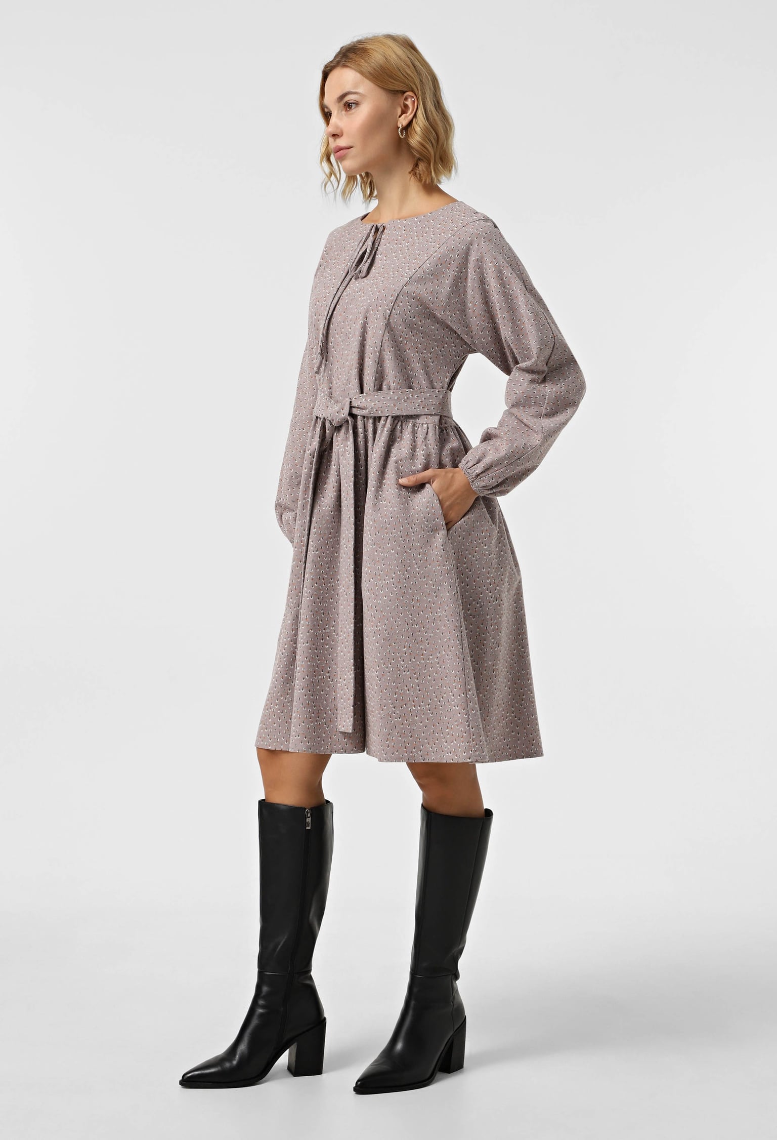 Плаття 7154 пильно-сірий, принт фланель 40(р)