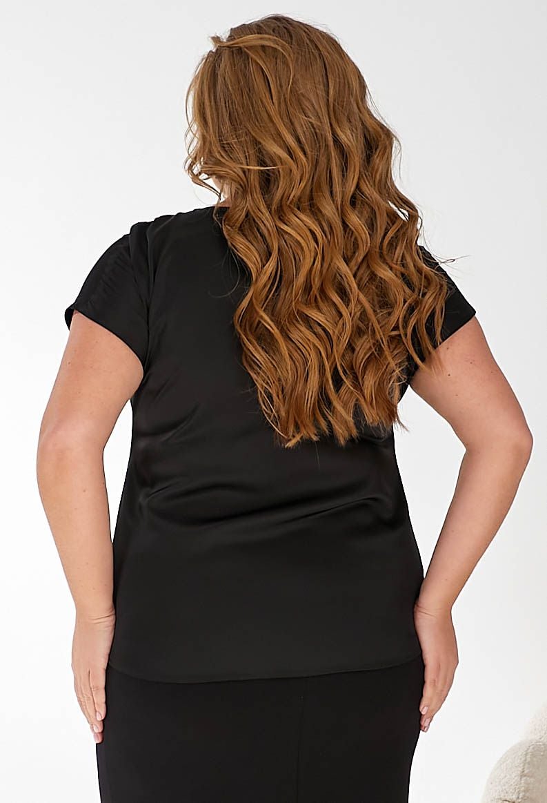 Блузка 5140 чорний атлас 46(р)