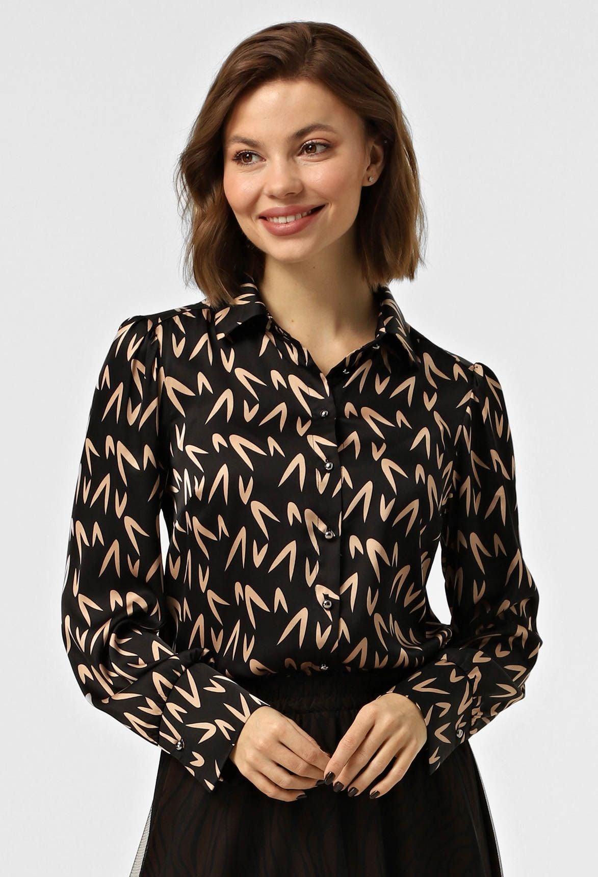 Блузка 5099-7 чорний, принт шовк-армані 40(р)