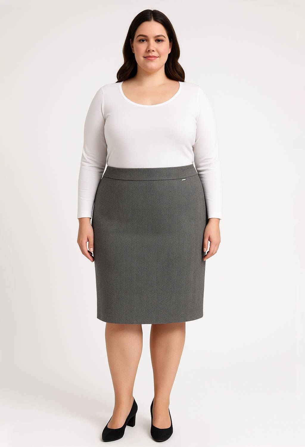 Спідниця 1347-1 чорний кашемір-діагональ 54(р)