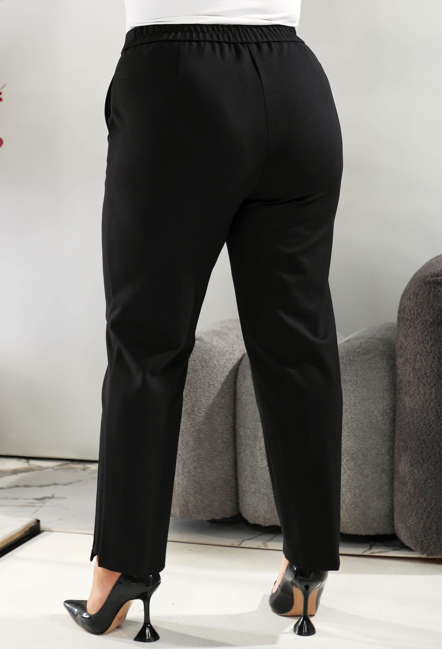 Брюки 9073 чорний трикотаж 48(р)