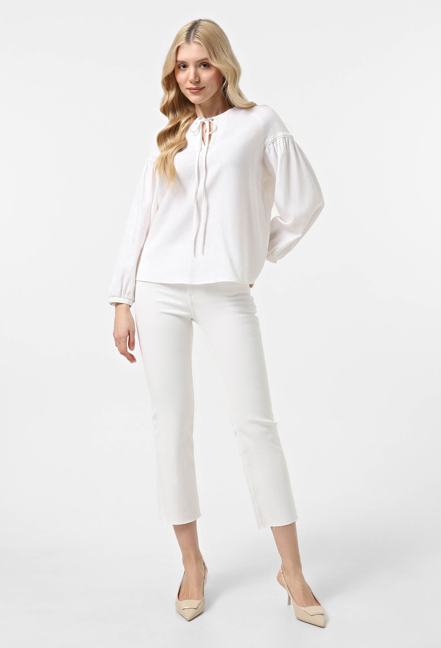 Блузка 5161 молочний льон 42(р)