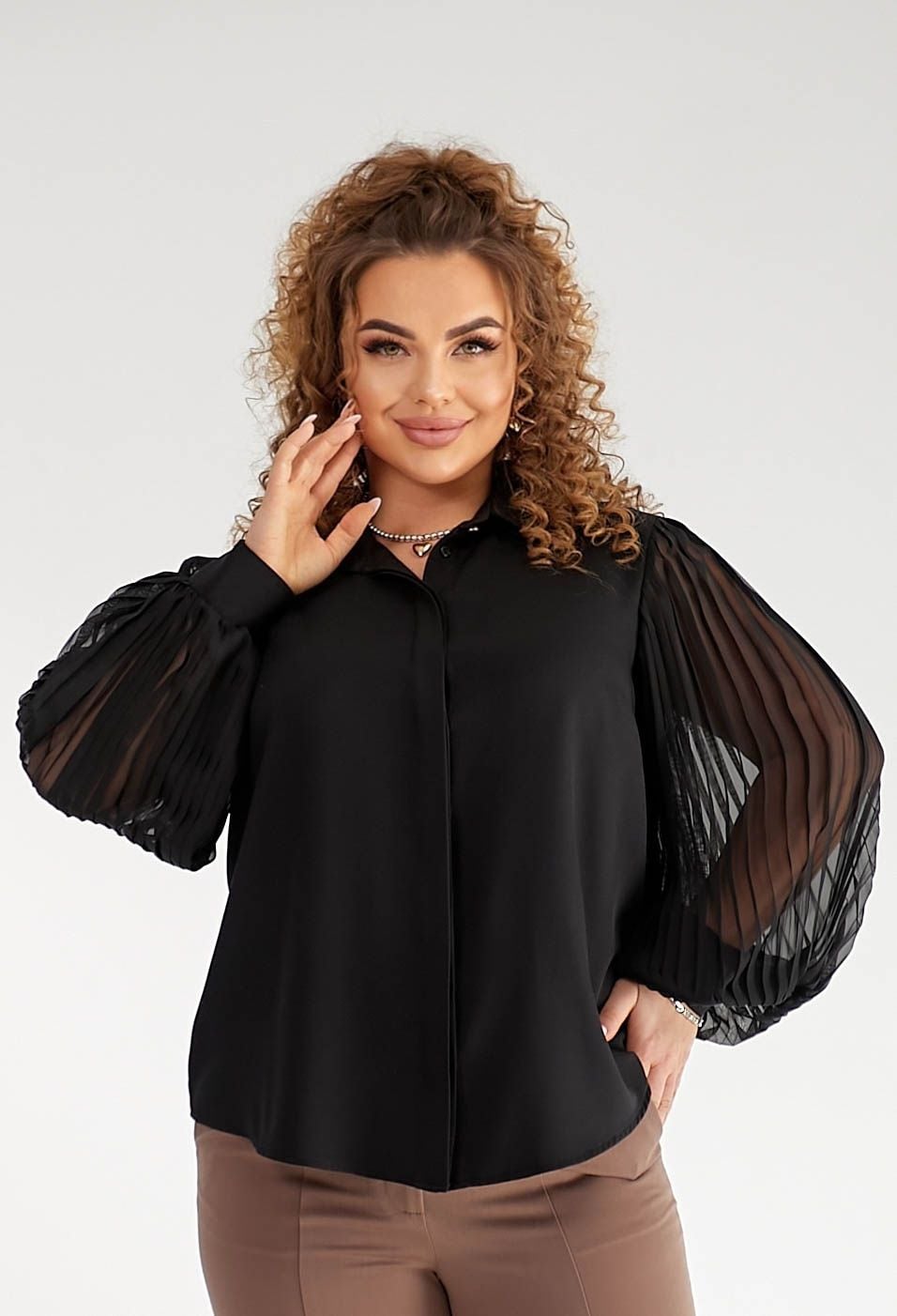 Блузка 5152 чорний креп-стрейч 46(р)