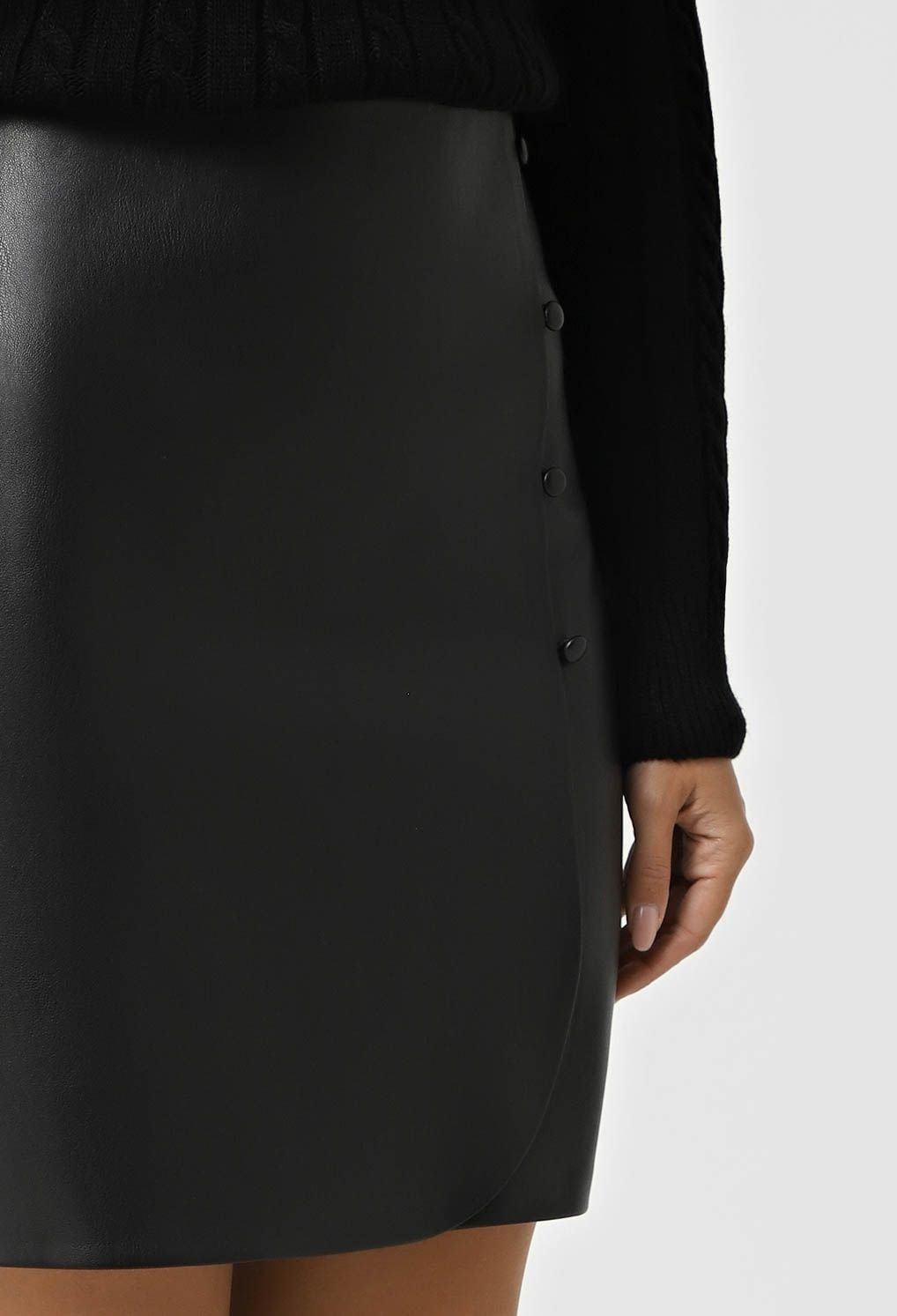 Спідниця 1505-1 чорний шкіра на замші 40(р)