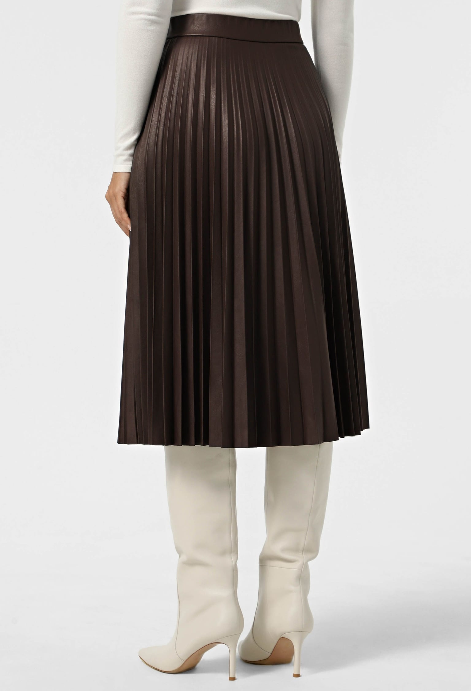 Спідниця 714-14 шоколадний шкіра-еластан, плісе 40(р)