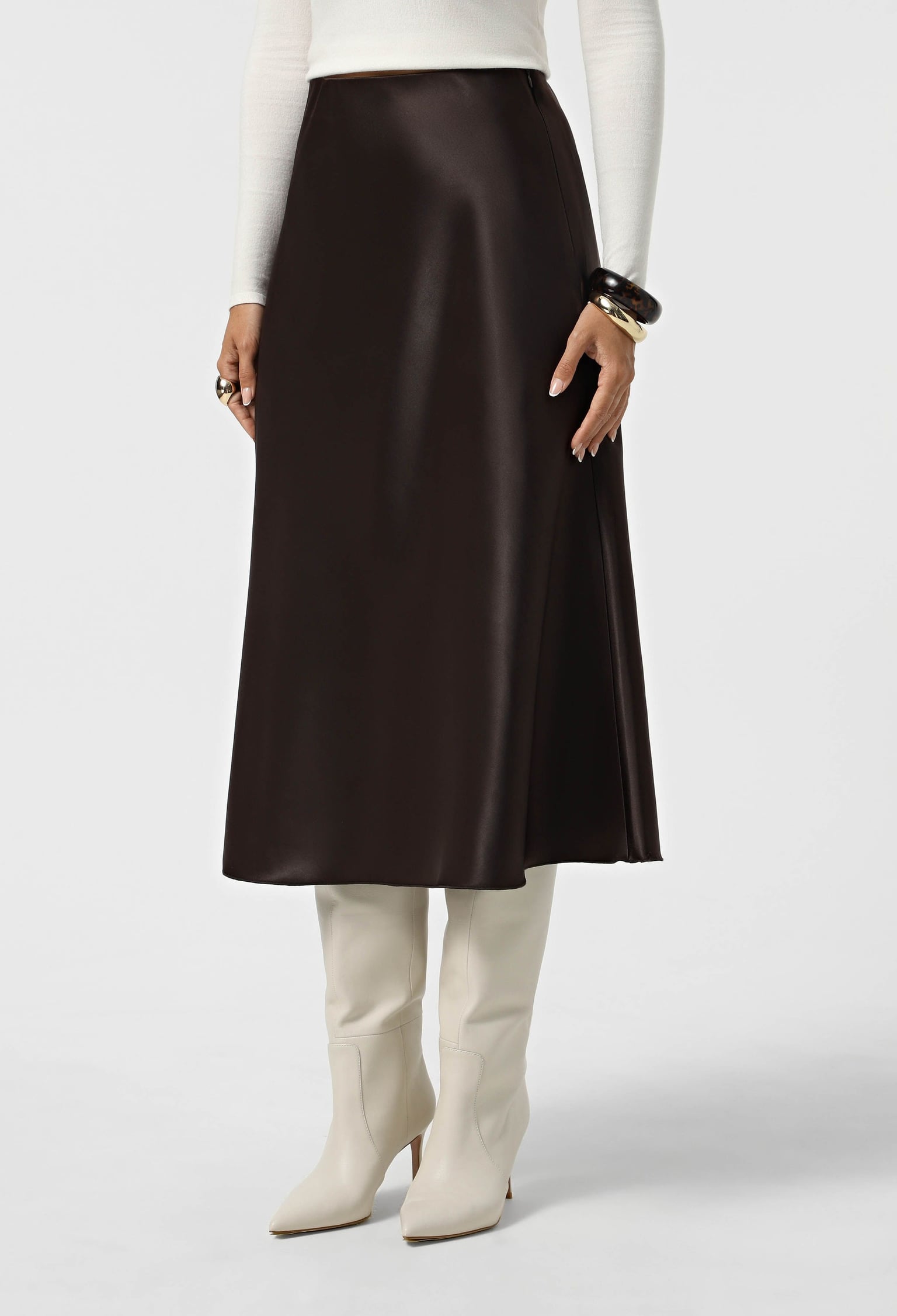 Спідниця 1279-9 шоколадний атлас 40(р)