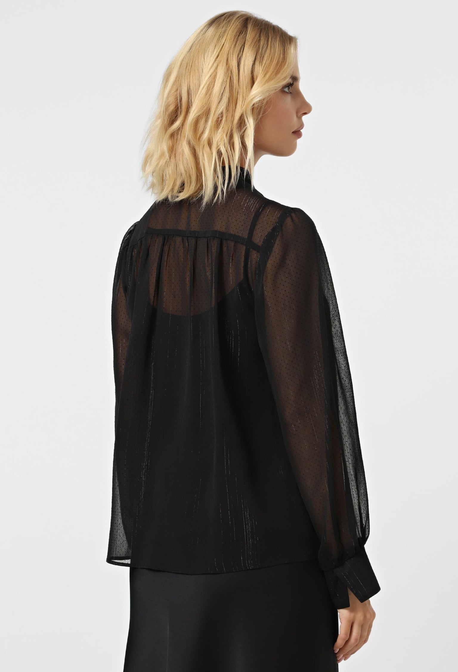 Блузка 5195 чорний, принт шифон 46(р)