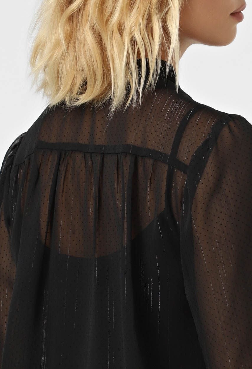 Блузка 5195 чорний, принт шифон 46(р)