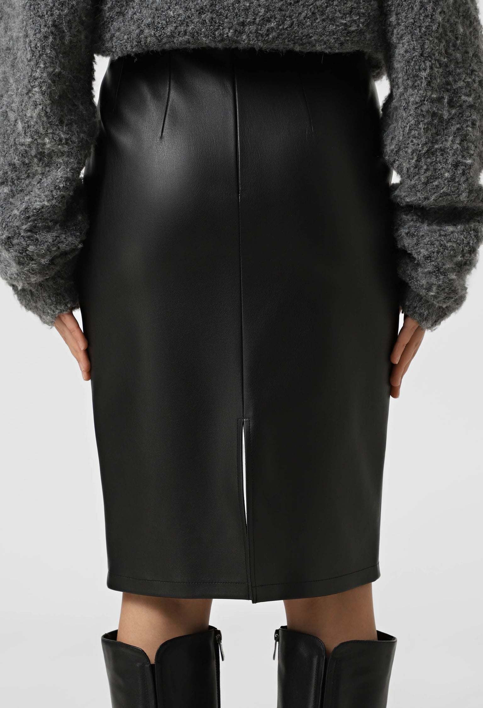 Спідниця 1516 чорний шкіра на замші 44(р)