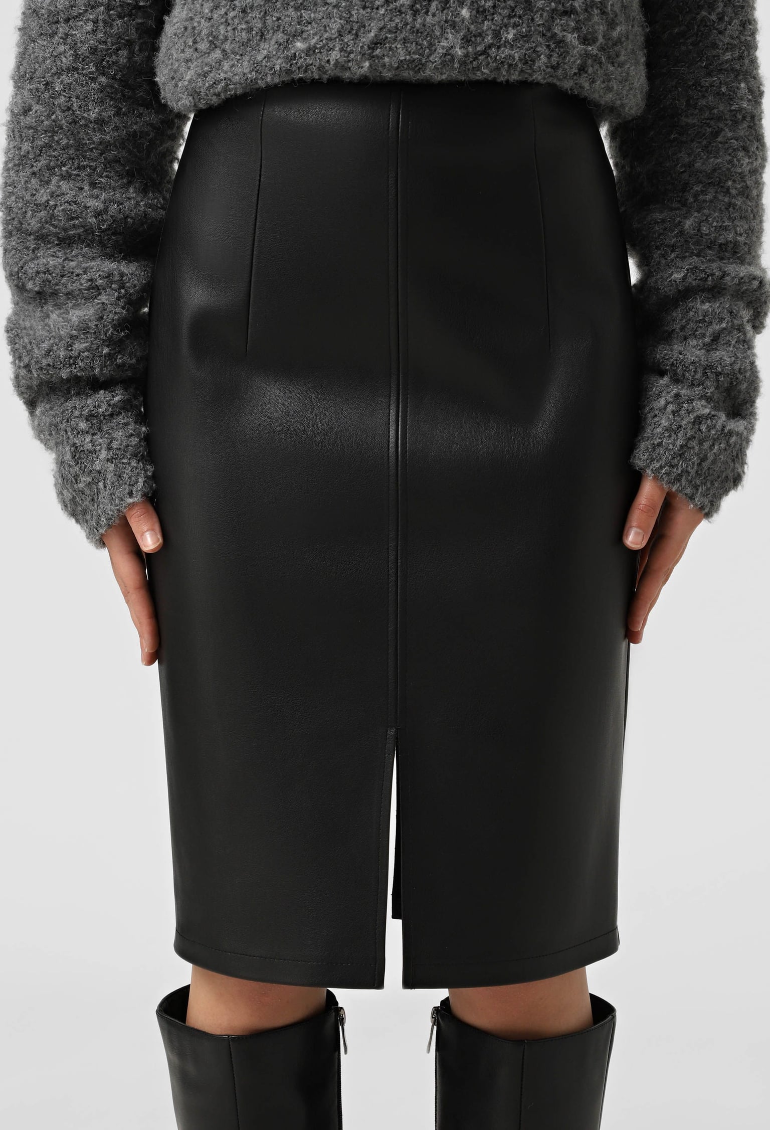 Спідниця 1516 чорний шкіра на замші 44(р)