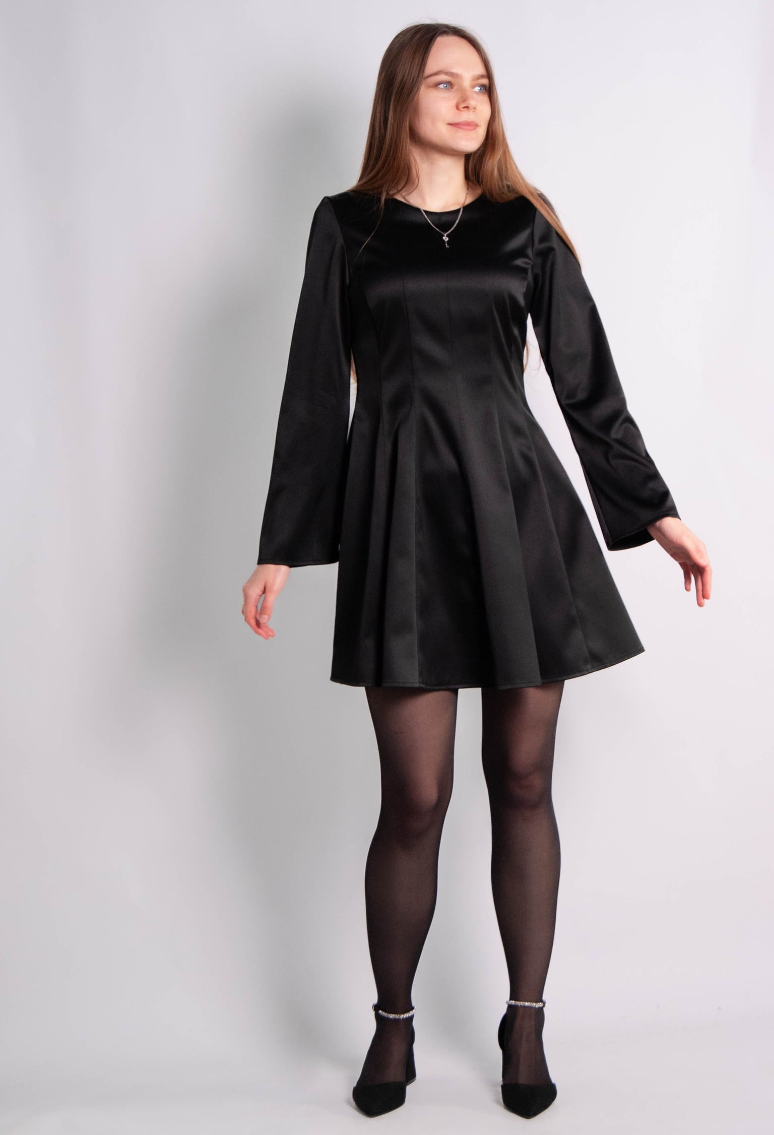 Плаття 7215 чорний атлас 42(р)