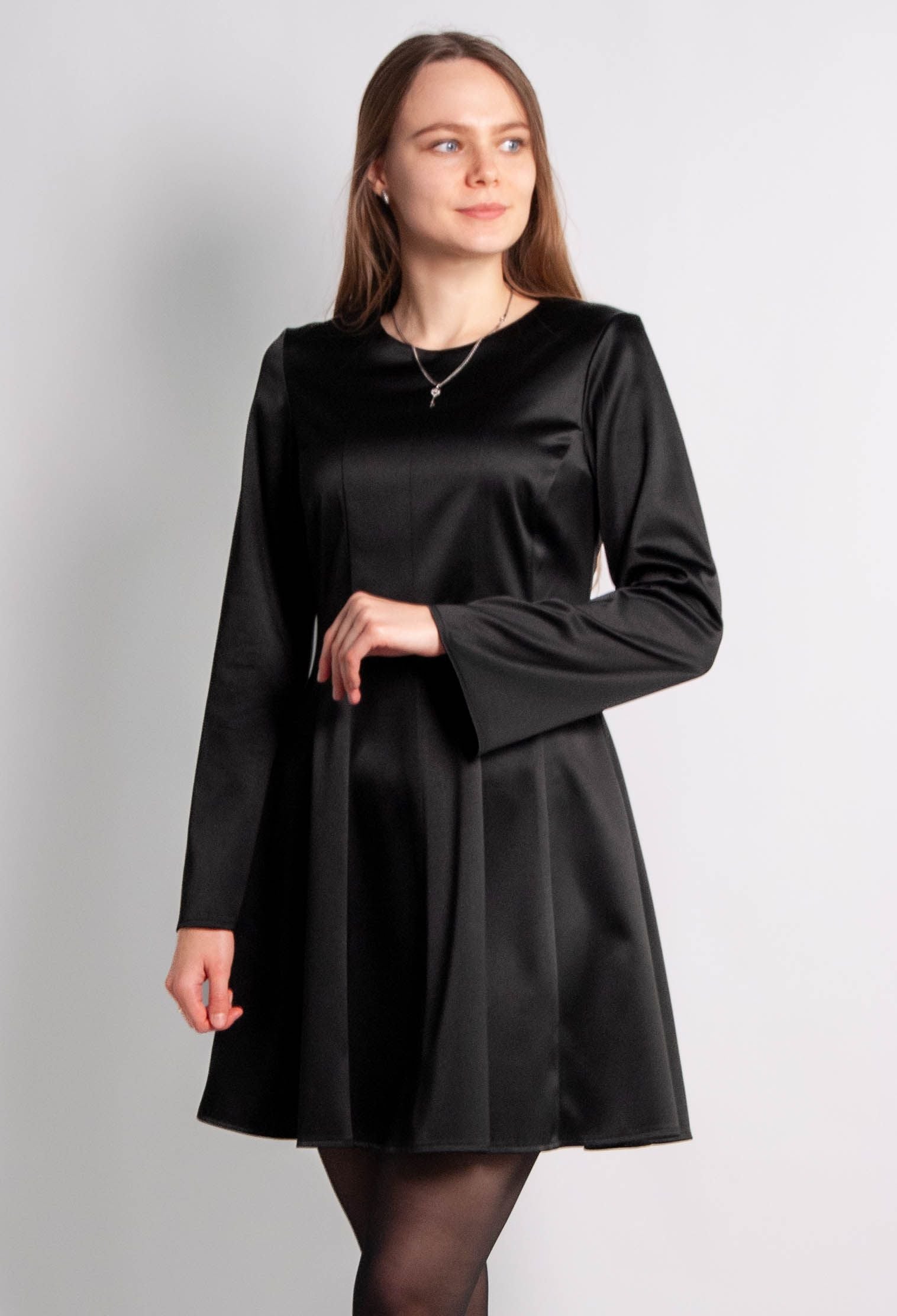 Плаття 7215 чорний атлас 42(р)