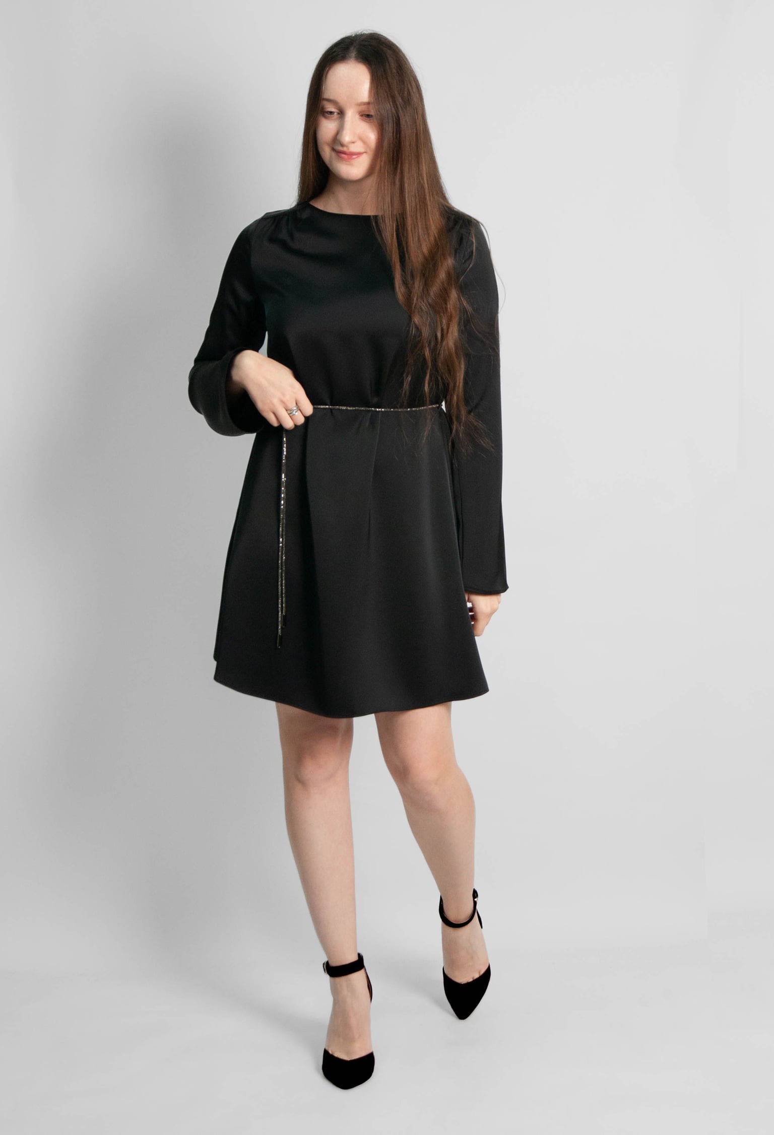 Плаття 7211 чорний атлас 40(р)