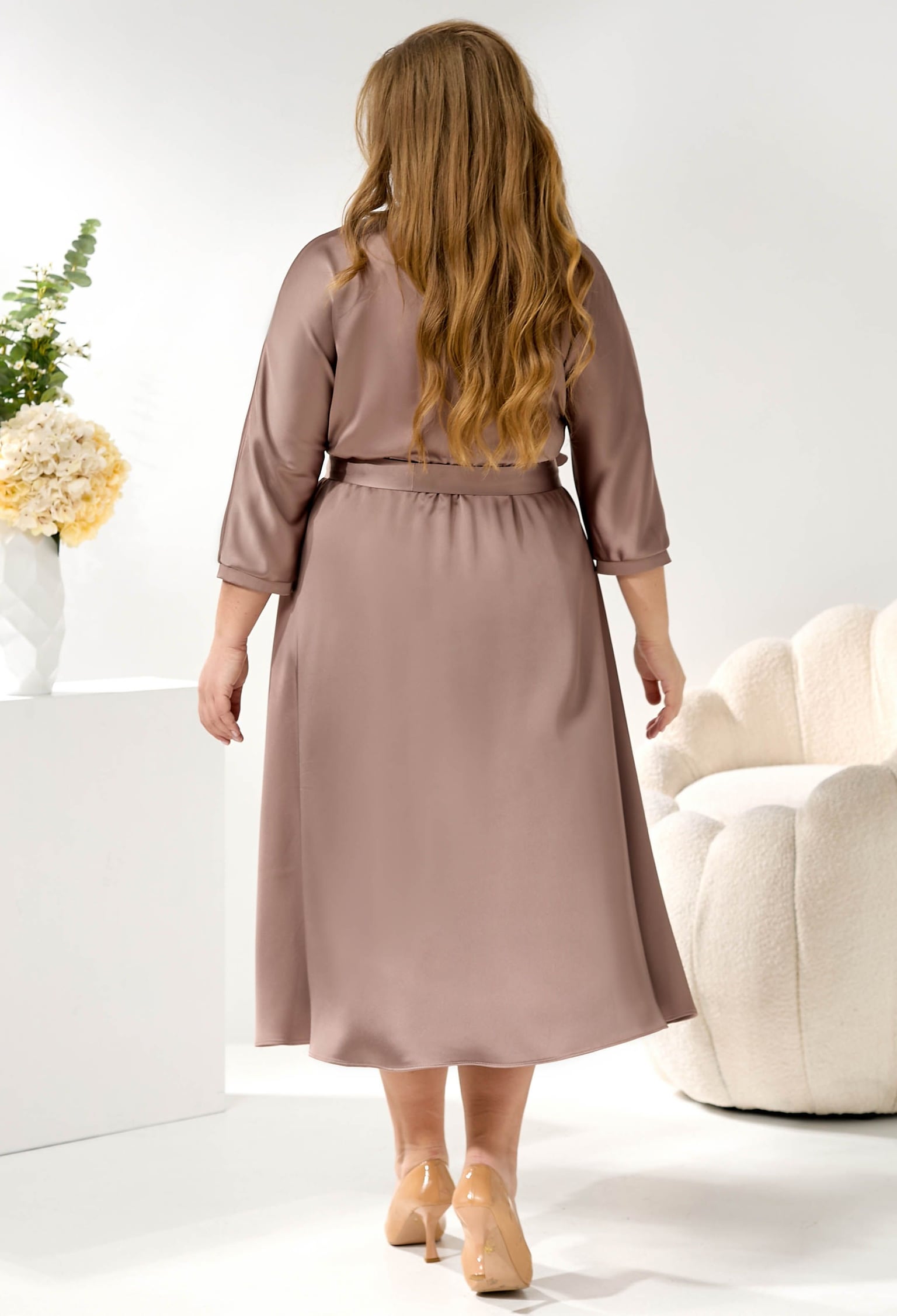 Плаття 7216 капучино атлас 46(р)