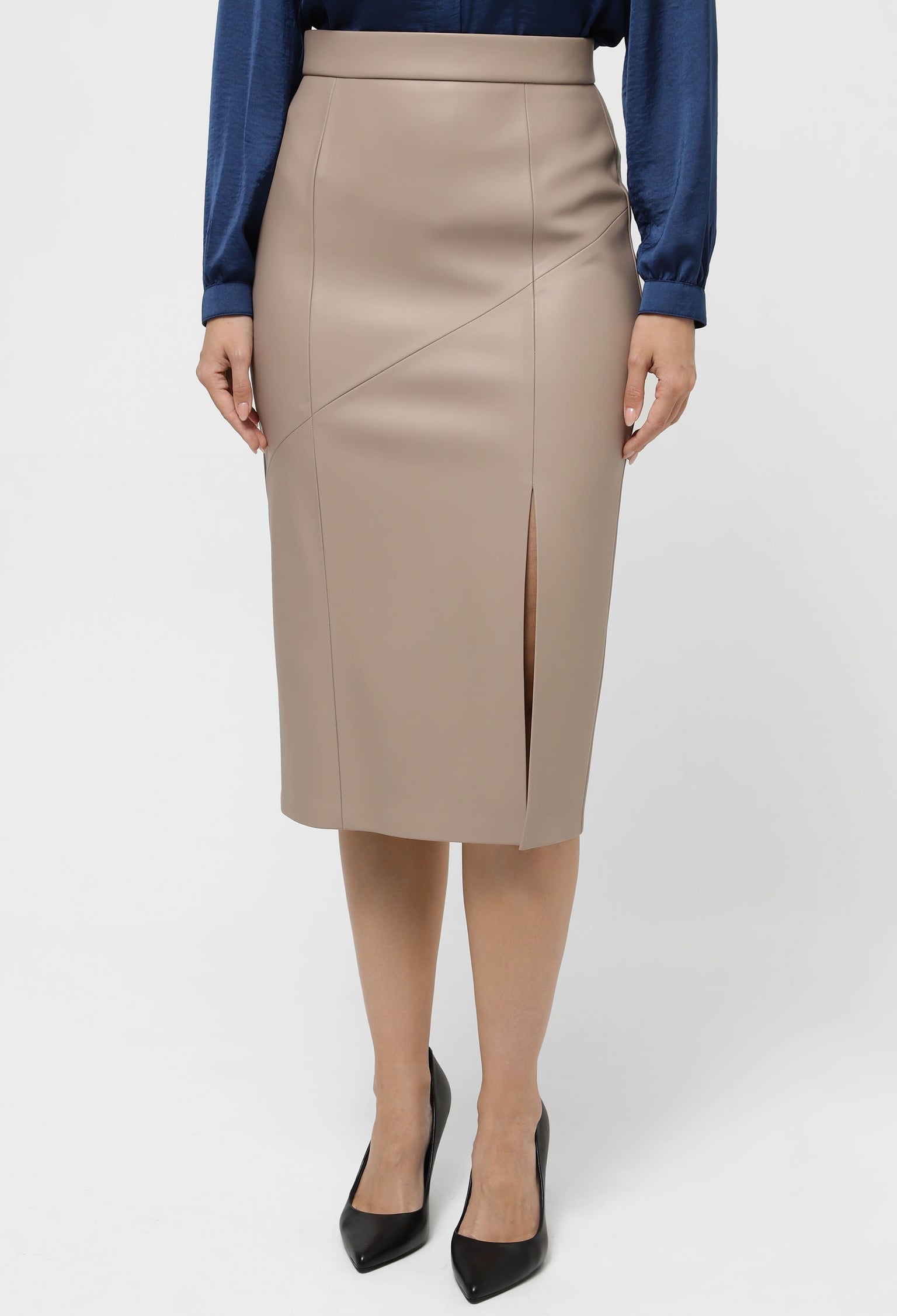 Спідниця 1290-2 холодний беж шкіра на замші 38(р)