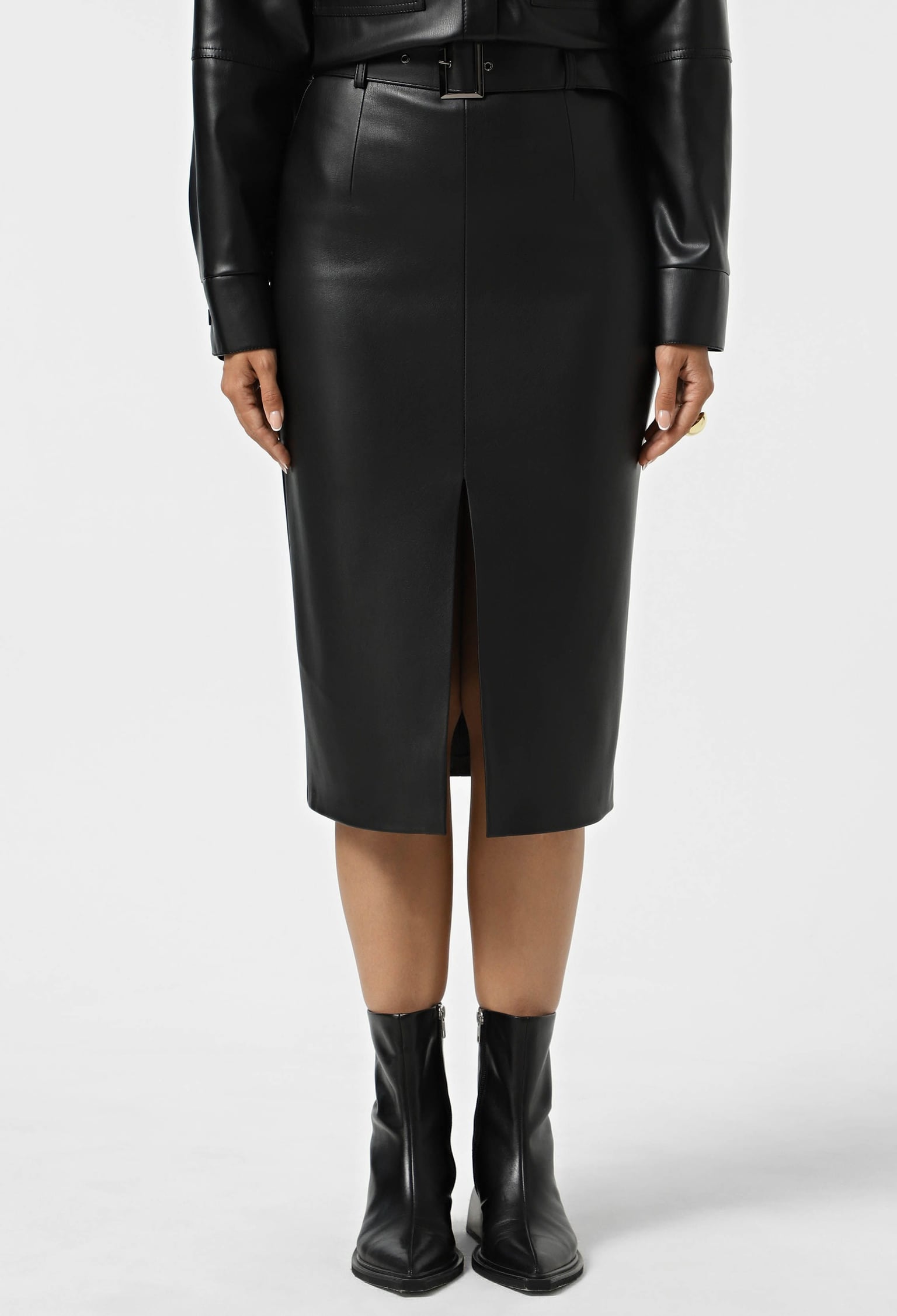 Спідниця 1374-2 чорний шкіра на замші 46(р)