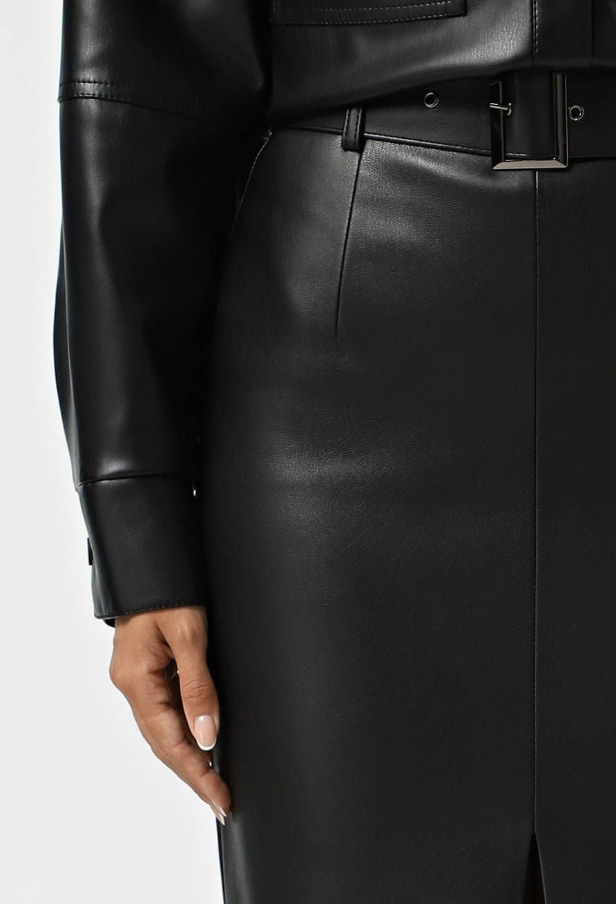 Спідниця 1374-2 чорний шкіра на замші 46(р)